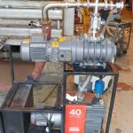 pumps to pump chamber before leak test